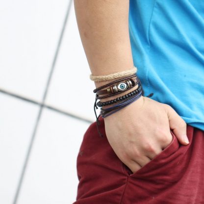 Módní kožený náramek Fashion B7 s okem - Image 3